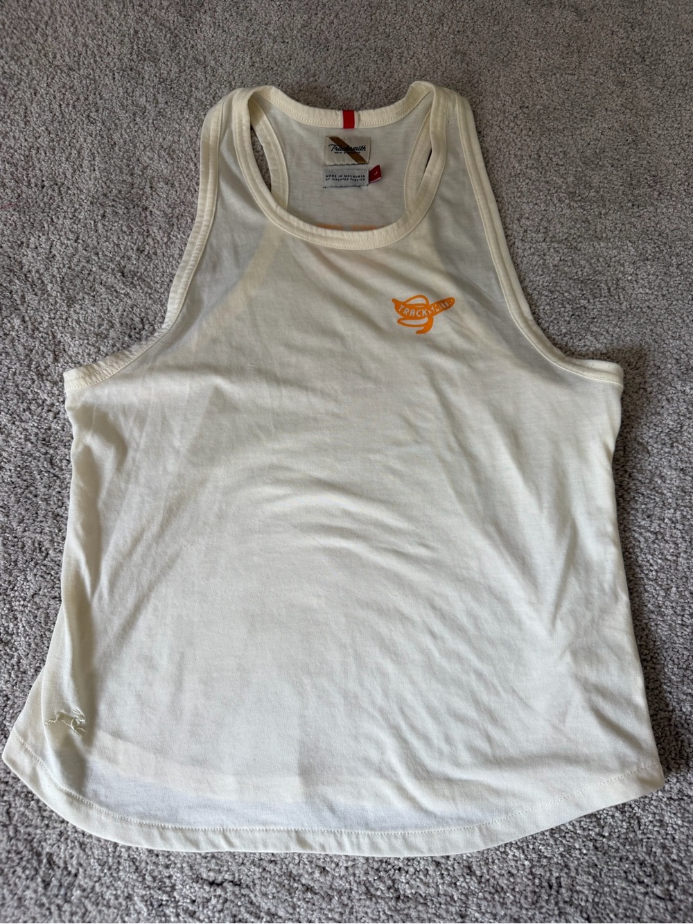 Tracksmith Tank Top Women’s Size L Cream Racerback Stretch Running Activewear